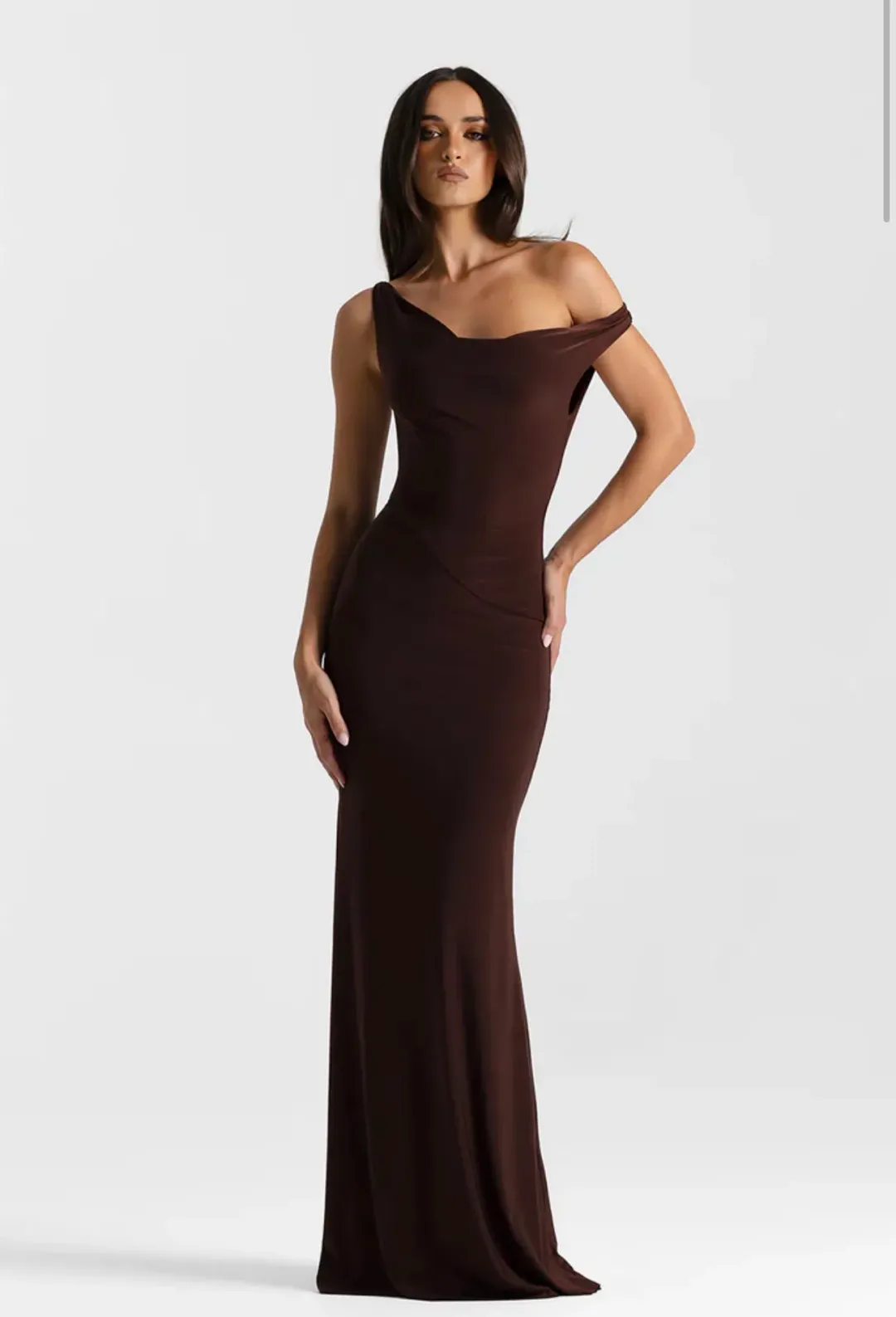 Natalie Rolt Bettina Gown size 12 Espresso for rent on The Volte - main image