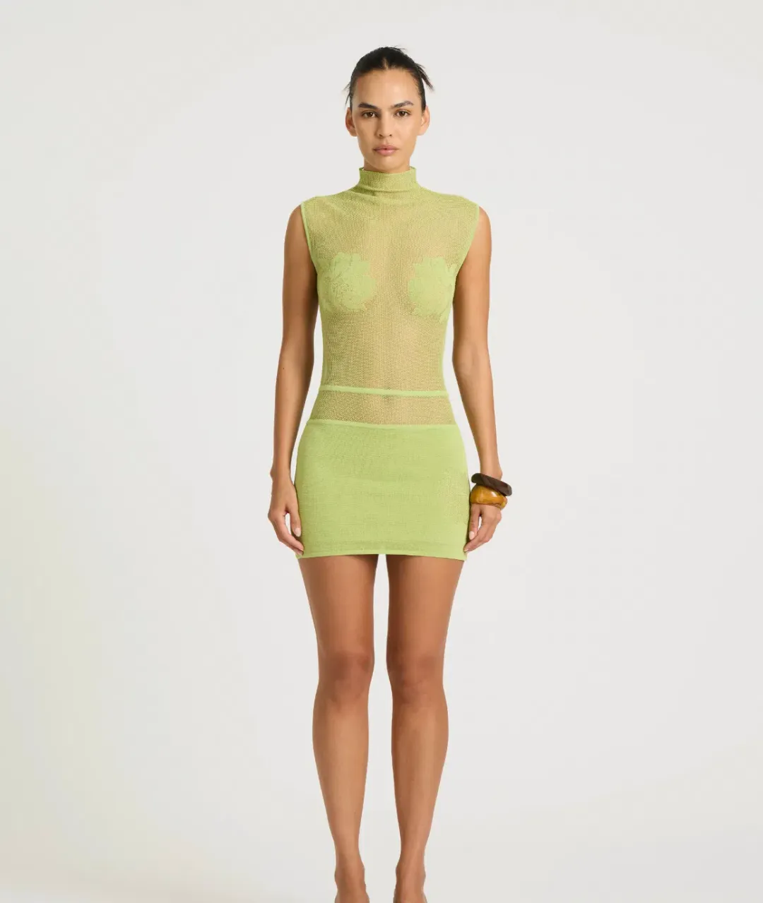 BENNI Ida Mini Dress in Chartreuse - Size S for rent on The Volte - main image