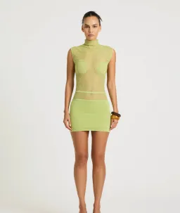 BENNI Ida Mini Dress in Chartreuse - Size S for rent on The Volte - image 1