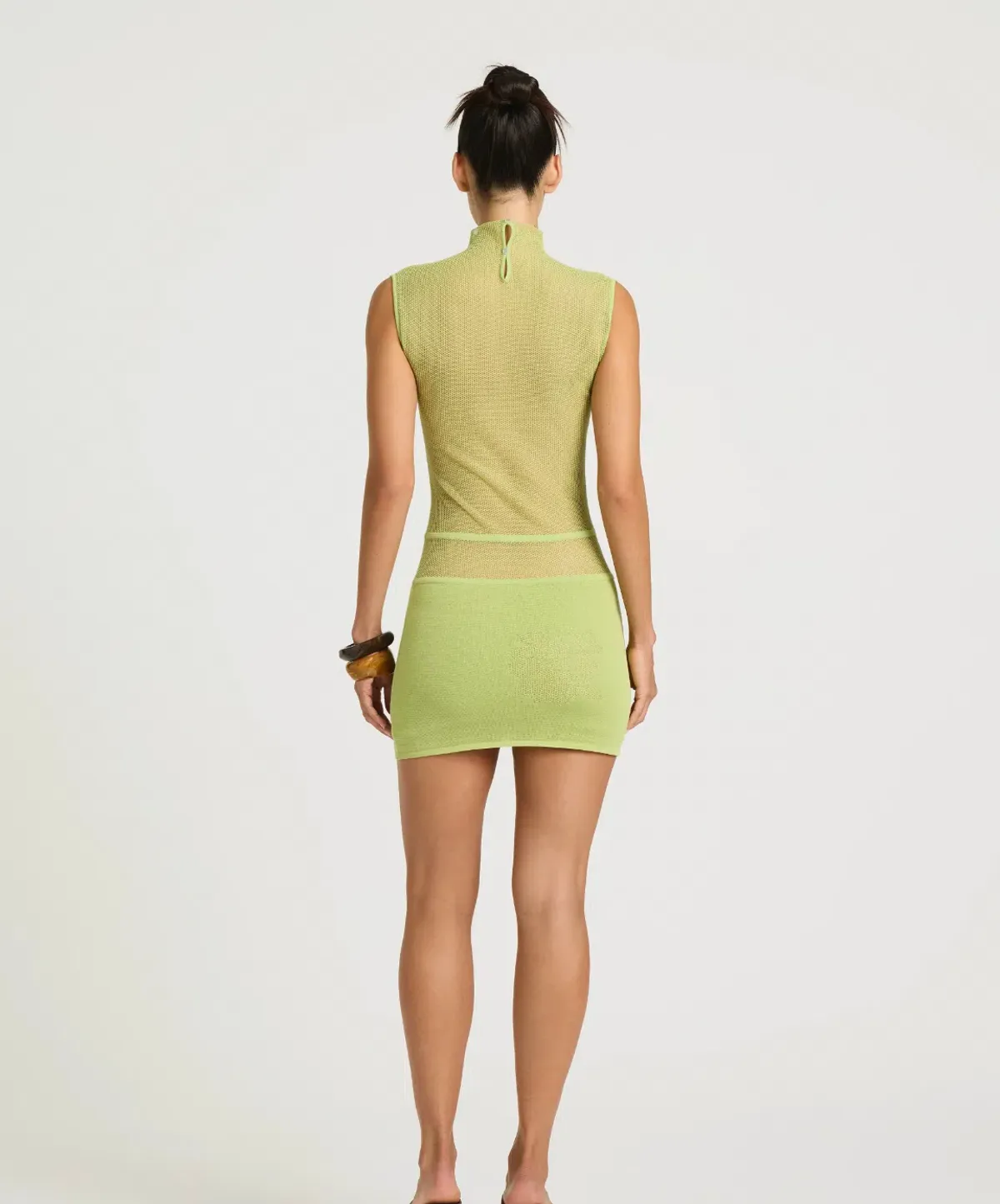 BENNI Ida Mini Dress in Chartreuse - Size S - Image 4
