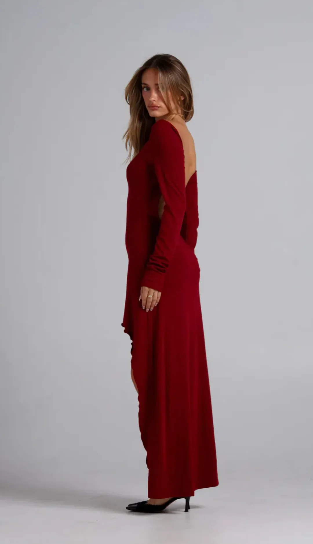 Amelie Teje Prima Maxi dress in Deep Red for rent on The Volte - main image