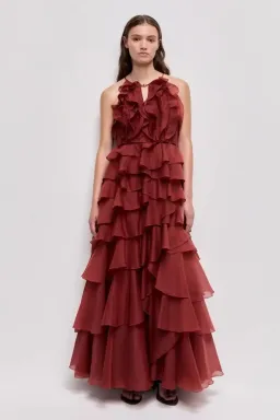🤎 Aje Cleo Gown in Rust Brown - Size 14 - Ruffle Tiered Maxi Dress 🤎 for rent on The Volte - image 6