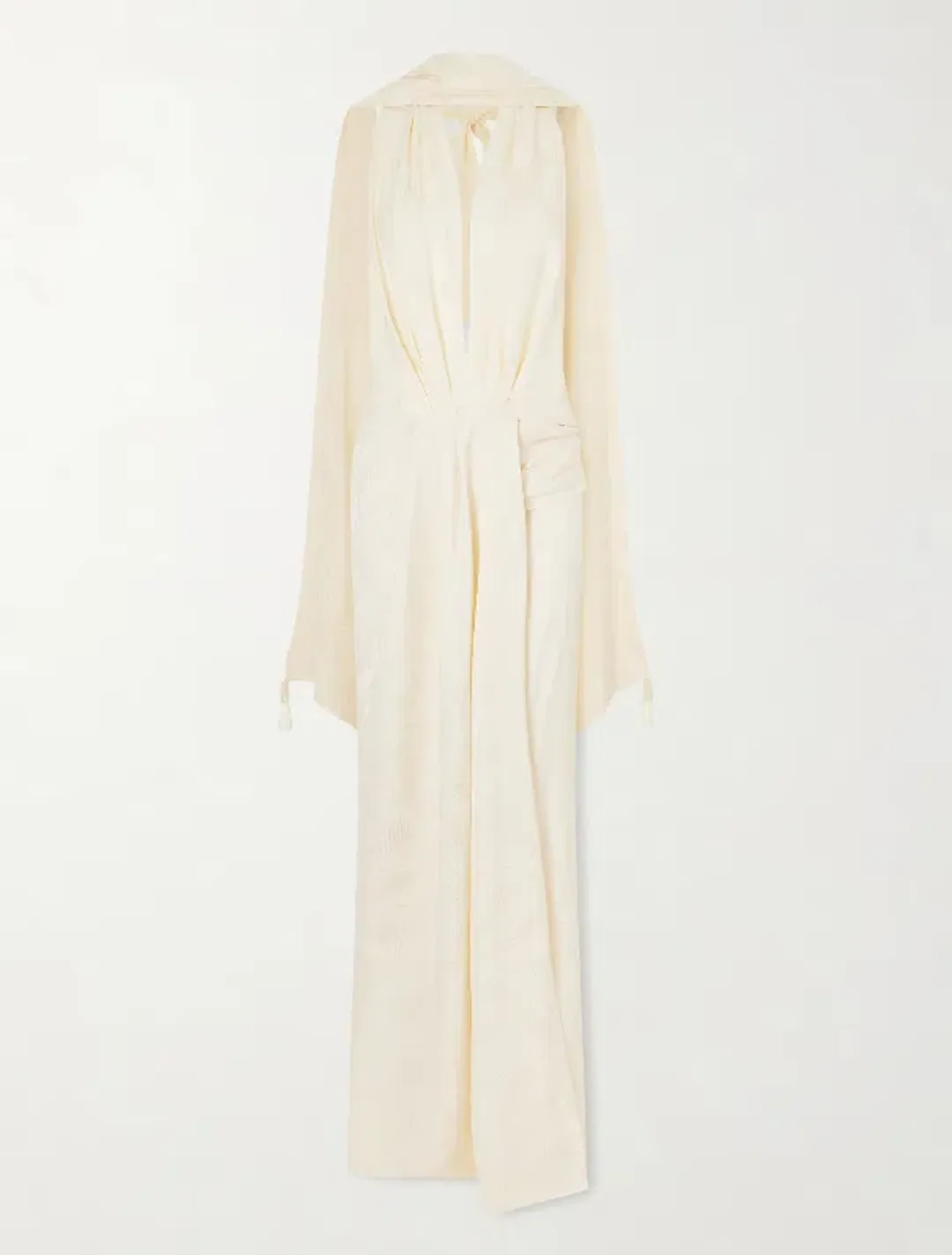 JOHANNA ORTIZ Wildly Beautiful tasseled satin-jacquard halterneck maxi dress size AU 8 for rent on The Volte - main image