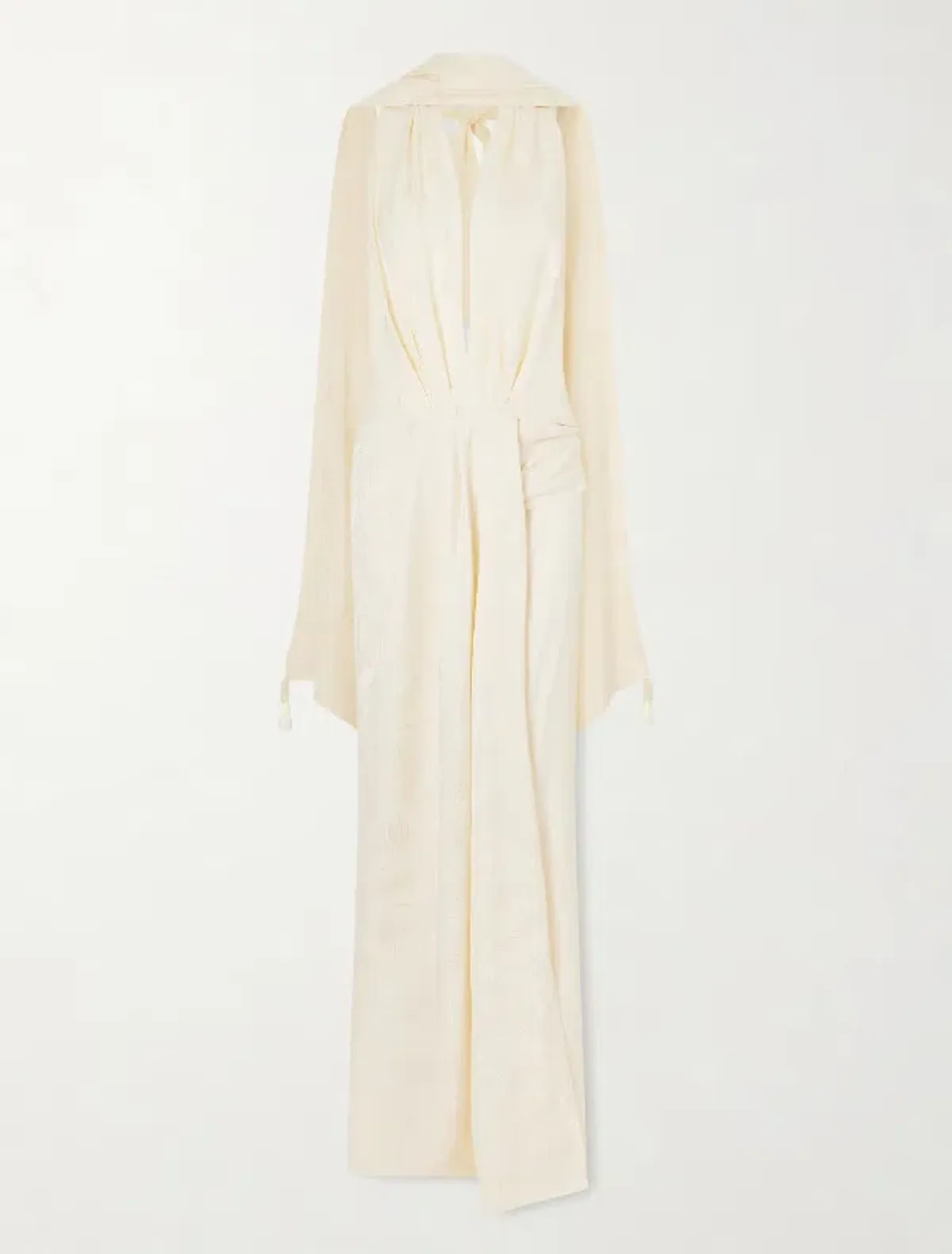 JOHANNA ORTIZ Wildly Beautiful tasseled satin-jacquard halterneck maxi dress size AU 8 for rent on The Volte - main image