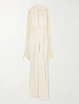 JOHANNA ORTIZ Wildly Beautiful tasseled satin-jacquard halterneck maxi dress size AU 8 for rent on The Volte - image 1