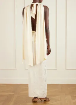 JOHANNA ORTIZ Wildly Beautiful tasseled satin-jacquard halterneck maxi dress size AU 8 for rent on The Volte - image 4