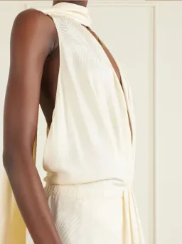 JOHANNA ORTIZ Wildly Beautiful tasseled satin-jacquard halterneck maxi dress size AU 8 for rent on The Volte - image 6