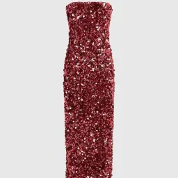 👠Leo Lin Rayna Sequin Bustier Maxi Dress - Size 12 - Mulberry / Red Wine / Burgundy Strapless Formal Gown 👠 for rent on The Volte - image 4