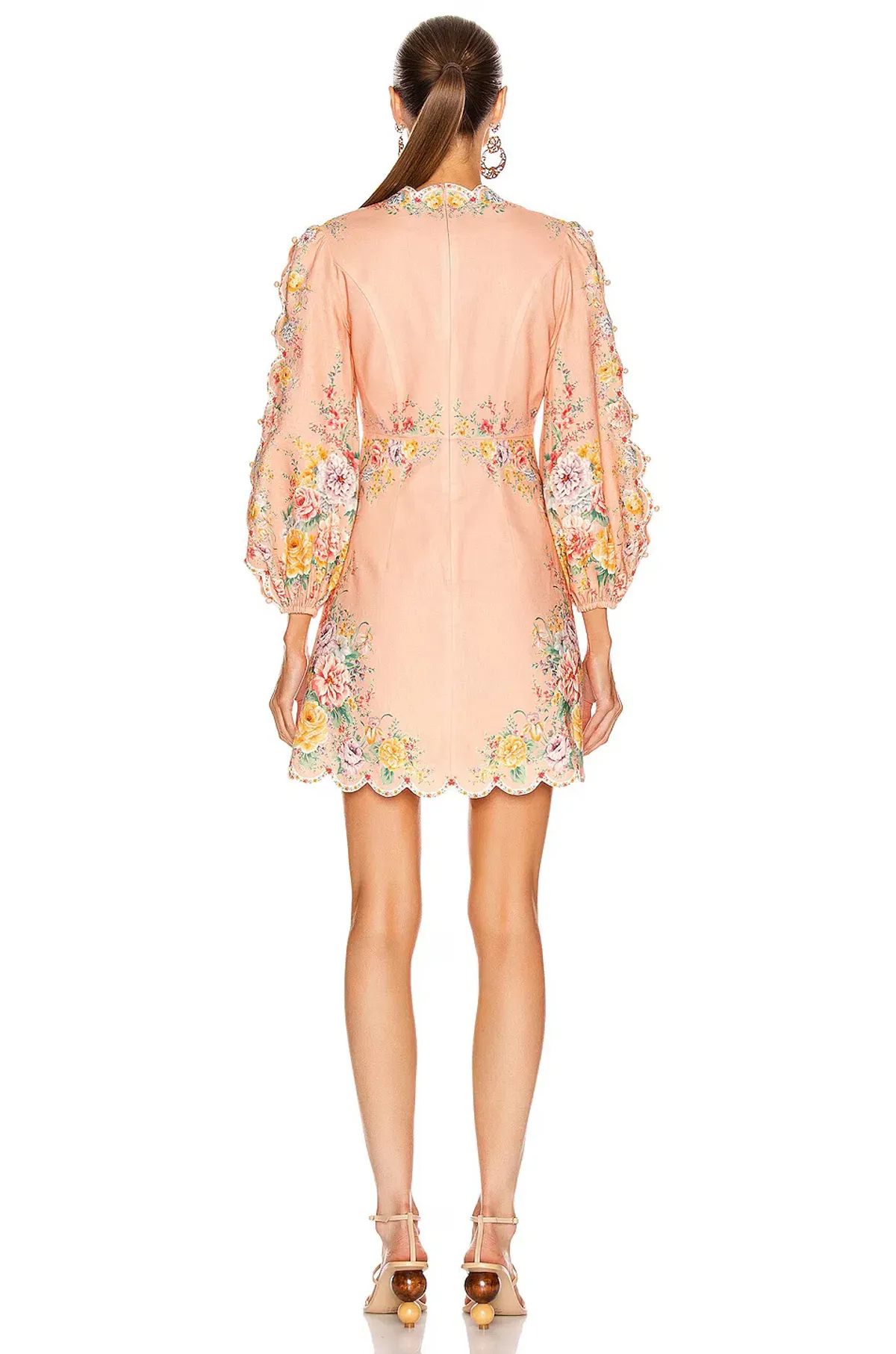 Zimmermann Zinnia Scallop Mini Dress in Coral Floral Size 0 (AU 8) - Image 2