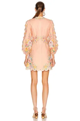 Zimmermann Zinnia Scallop Mini Dress in Coral Floral Size 0 (AU 8) for rent on The Volte - image 2