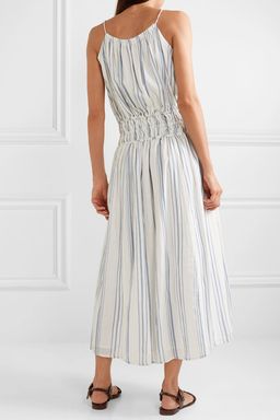 Frame Shirred Striped Cotton Voile Midi Dress Print Size 6 for rent on The Volte - image 3