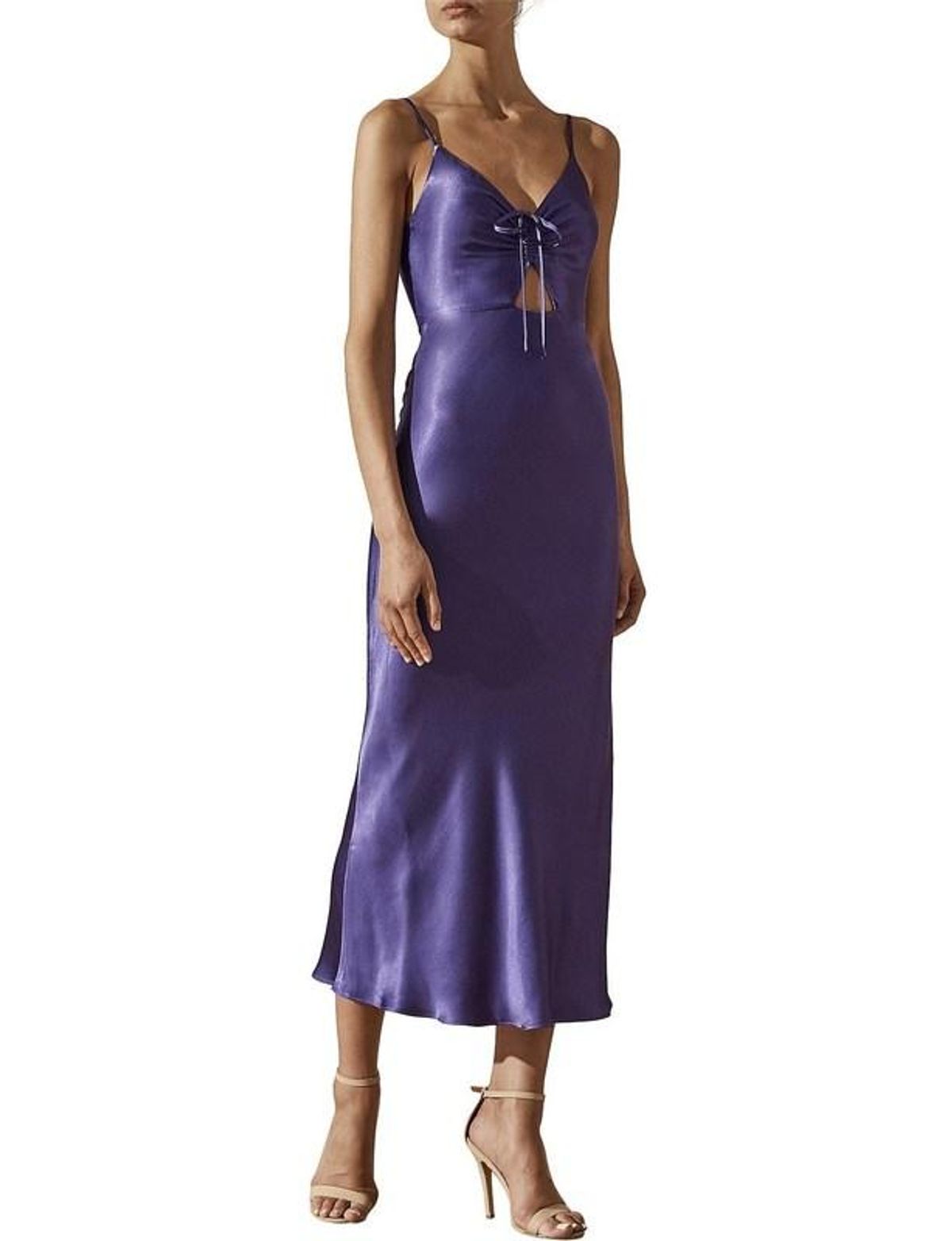 Shona Joy Jefferson Ruched Bias Midi Dress Purple Size 12 - Image 2