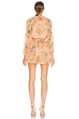 Zimmermann Zinnia Plunge Ruffle Playsuit Coral Floral Size 6 for rent on The Volte - image 2