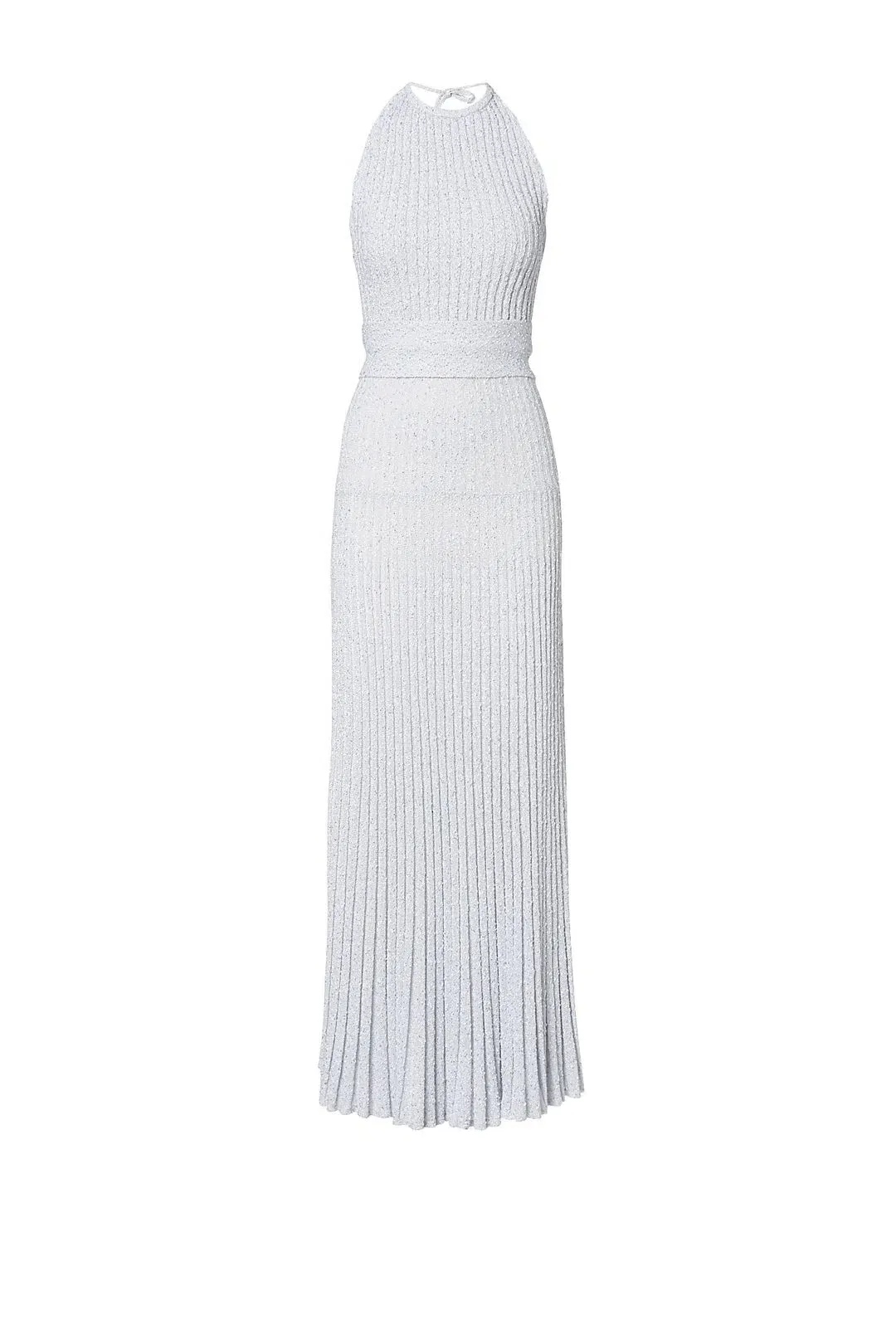 Scanlan Theodore Calypso Tinsel Halter Gown Pale Grey Size S / Au 8 for rent on The Volte - main image