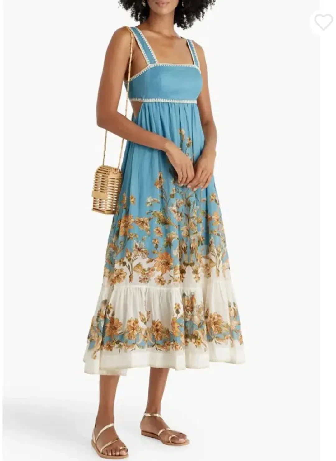 Zimmermann Chintz Tiered Midi Dress in Blue Floral Size 1 / AU 10 for rent on The Volte - main image