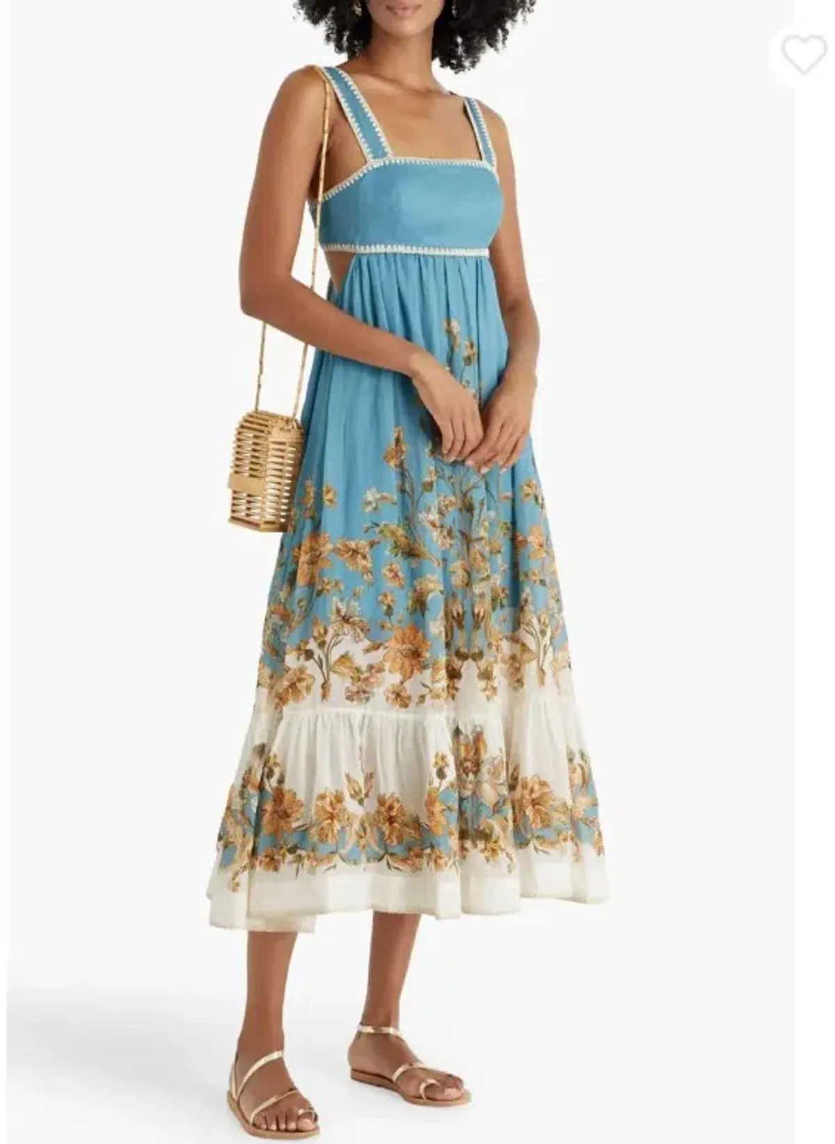 Zimmermann Chintz Tiered Midi Dress in Blue Floral Size 1 / AU 10 for rent on The Volte - main image