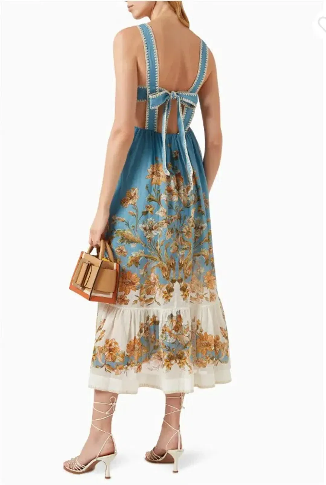 Zimmermann Chintz Tiered Midi Dress in Blue Floral Size 1 / AU 10 for rent on The Volte - main image