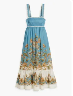 Zimmermann Chintz Tiered Midi Dress in Blue Floral Size 1 / AU 10 for rent on The Volte - image 4