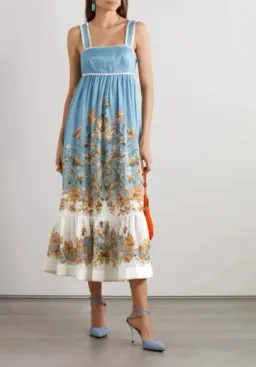 Zimmermann Chintz Tiered Midi Dress in Blue Floral Size 1 / AU 10 for rent on The Volte - image 2