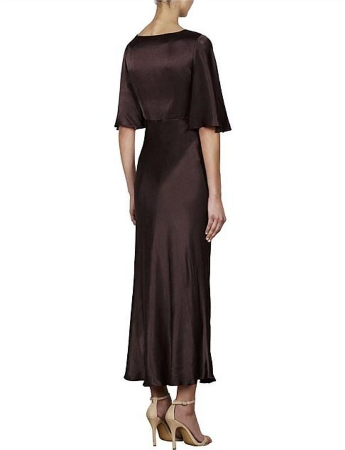 Shona Joy Wright Flutter Sleeve Bias Midi Dress Espresso Size 8 - Image 4