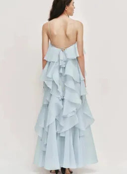 Aje Pandorea Layered Maxi Dress - Silver Blue for rent on The Volte - image 3