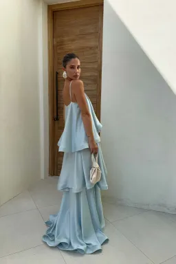 Elliatt Tilly Tiered Maxi Dress in Blue - size S for rent on The Volte - image 1
