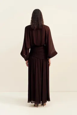 Shona Joy Amina Flared Sleeve Plunged Maxi / Ristretto / Size 14 for rent on The Volte - image 3