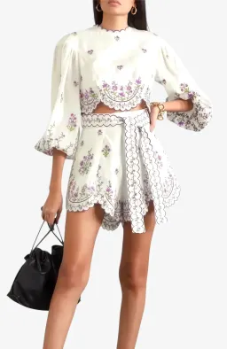 Zimmermann Poppy Scalloped Blouse & Shorts Set Size AU 8 / 0 for rent on The Volte - image 1