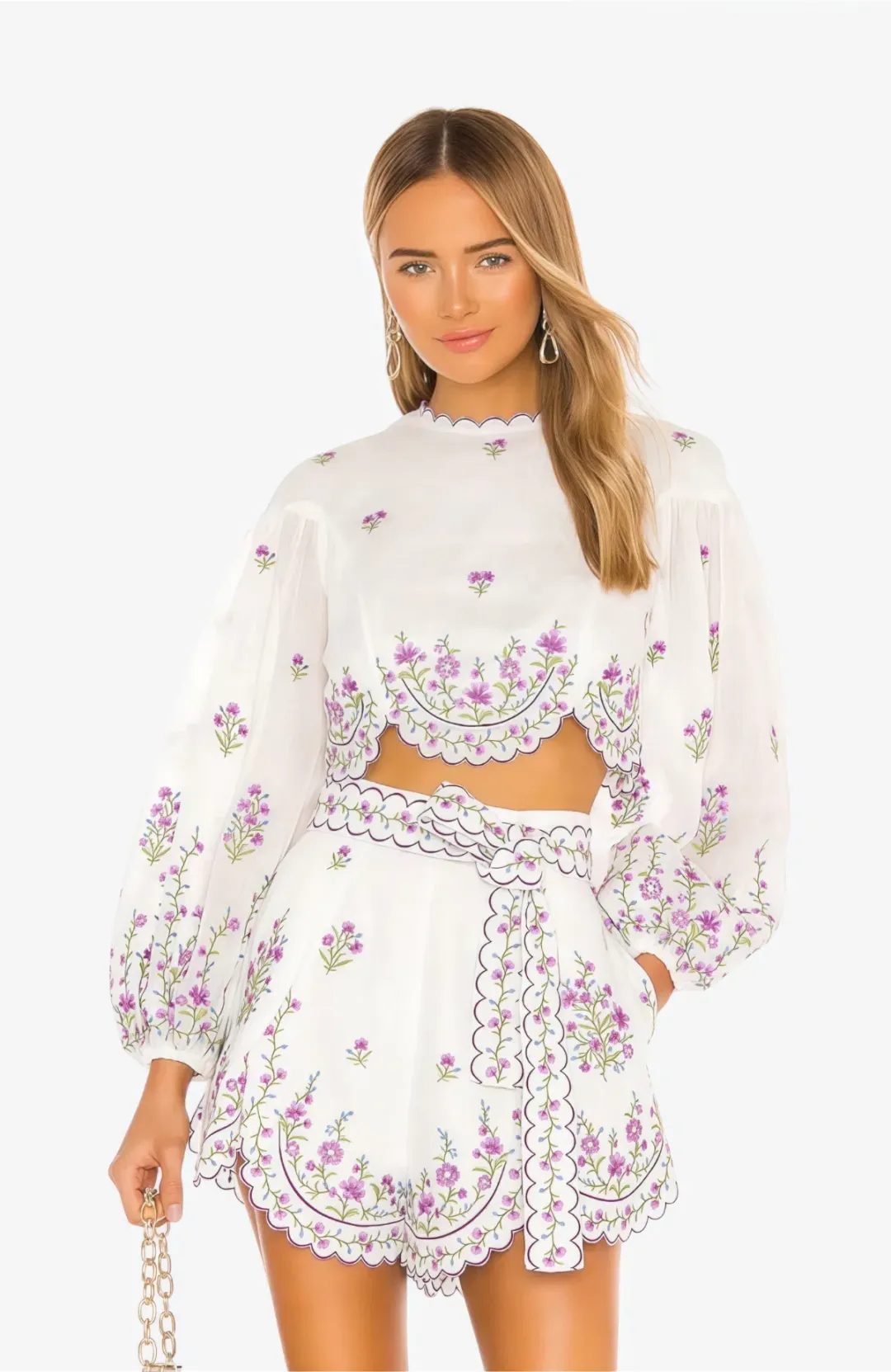 Zimmermann Poppy Scalloped Blouse & Shorts Set Size AU 8 / 0 for rent on The Volte - main image