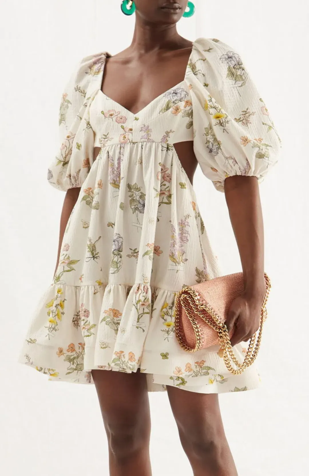 Zimmerman Jeannie Puff Sleeve Mini Dress Floral Size AU 10 / 1 for rent on The Volte - main image