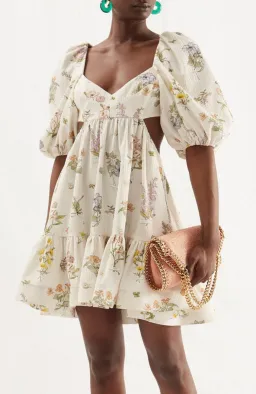 Zimmerman Jeannie Puff Sleeve Mini Dress Floral Size AU 10 / 1 for rent on The Volte - image 1