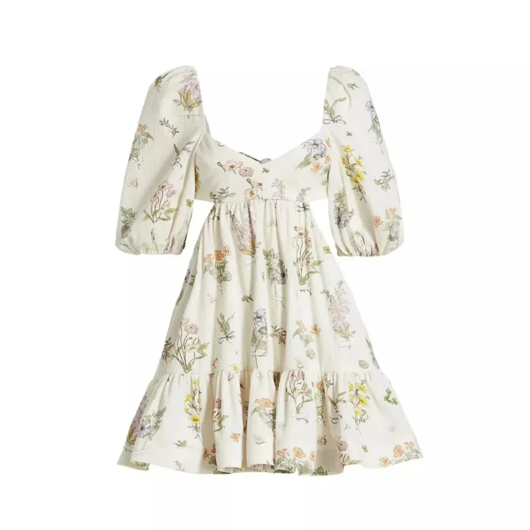 Zimmerman Jeannie Puff Sleeve Mini Dress Floral Size AU 10 / 1 for rent on The Volte - main image