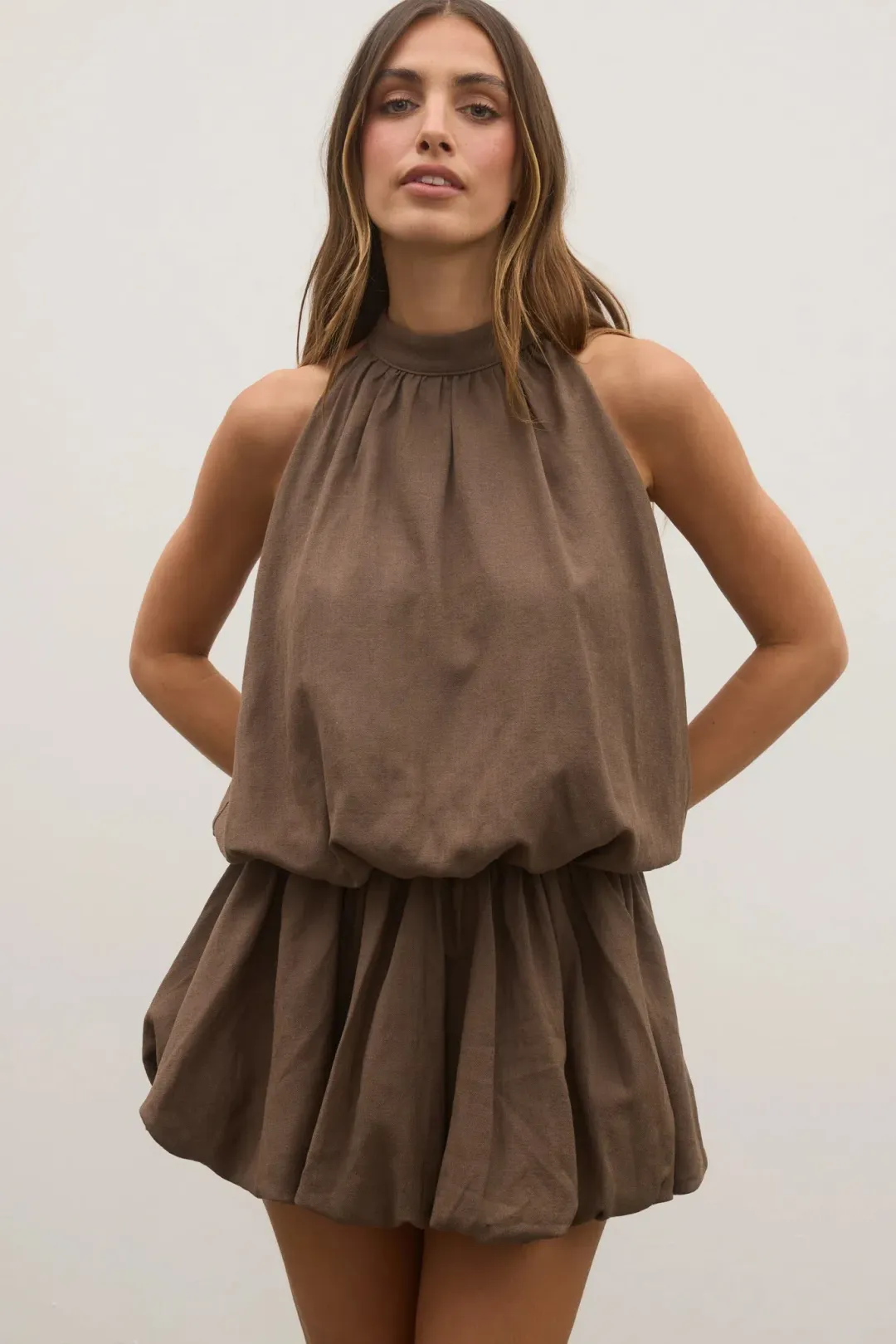 Bayse Genevieve Mini Dress Chocolate Size 8 / S for rent on The Volte - main image