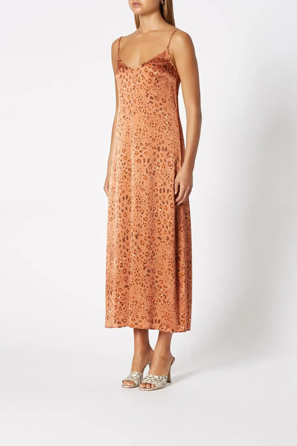 Scanlan Theodore Silk Leopard Slip Dress & Scarf Print Size 10 - Image 2