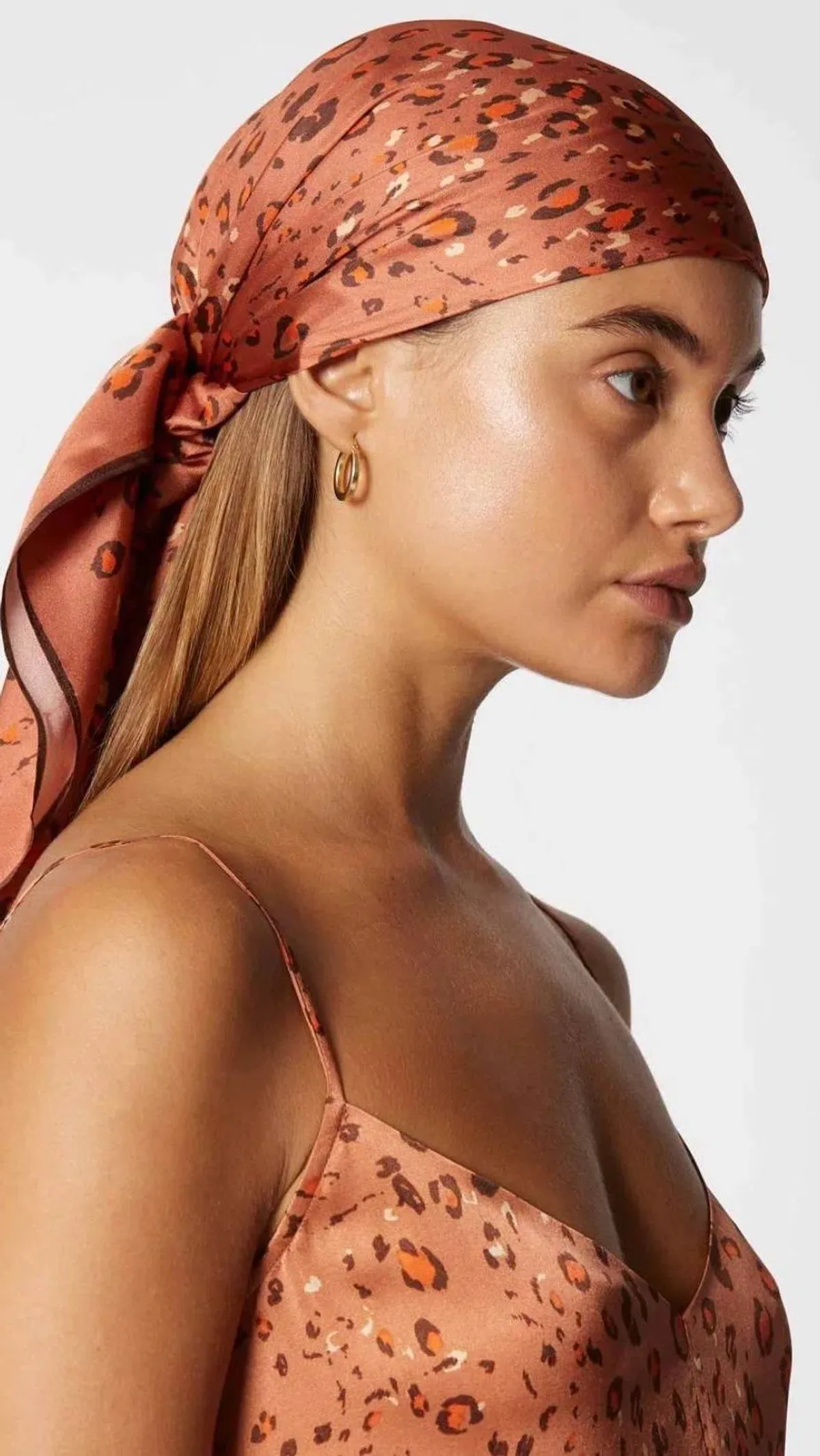 Scanlan Theodore Silk Leopard Slip Dress & Scarf Print Size 10 - Image 5