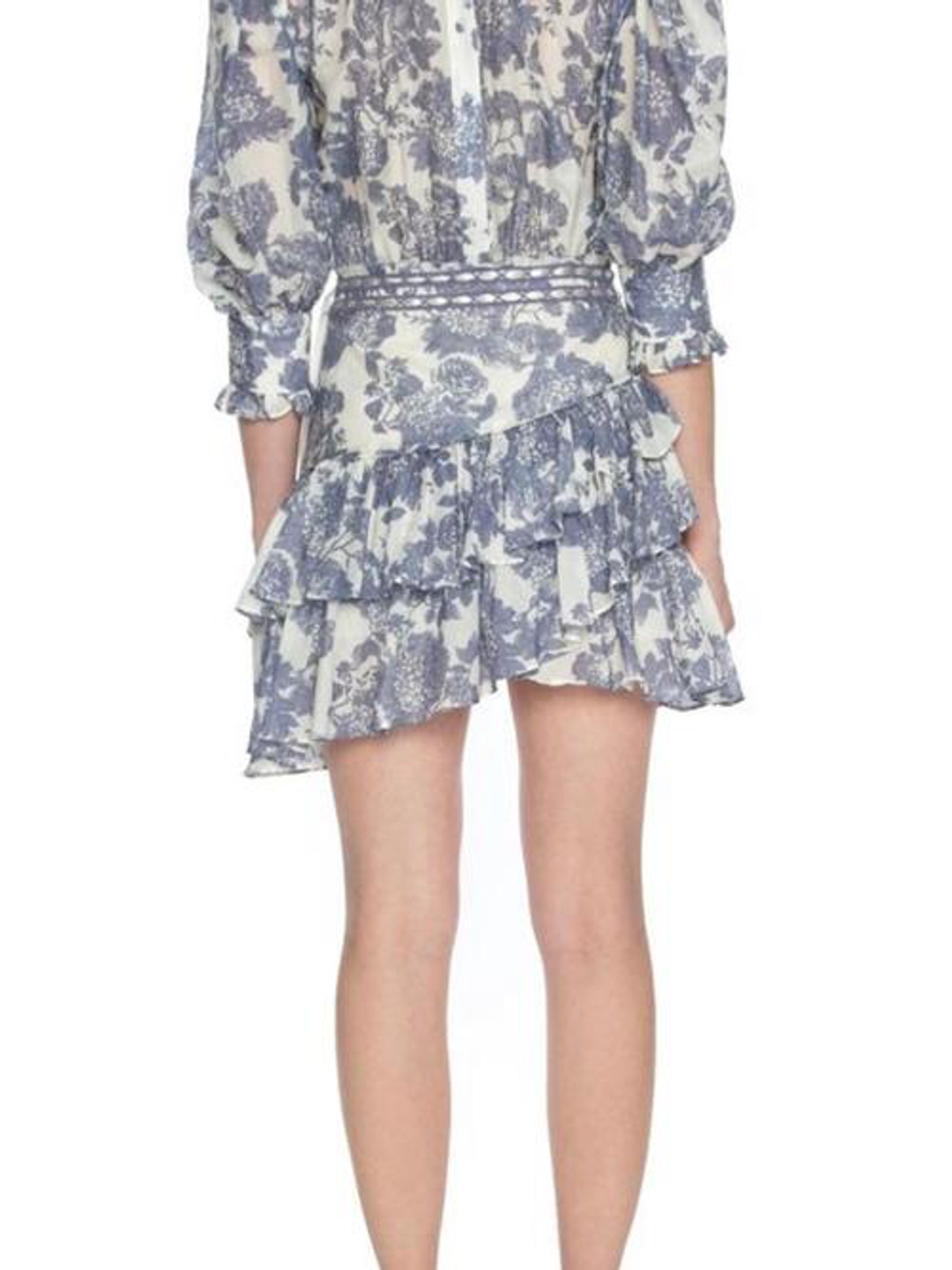 LoveShackFancy - Lorelei Ruffle Floral Mini Dress for rent on The Volte - main image