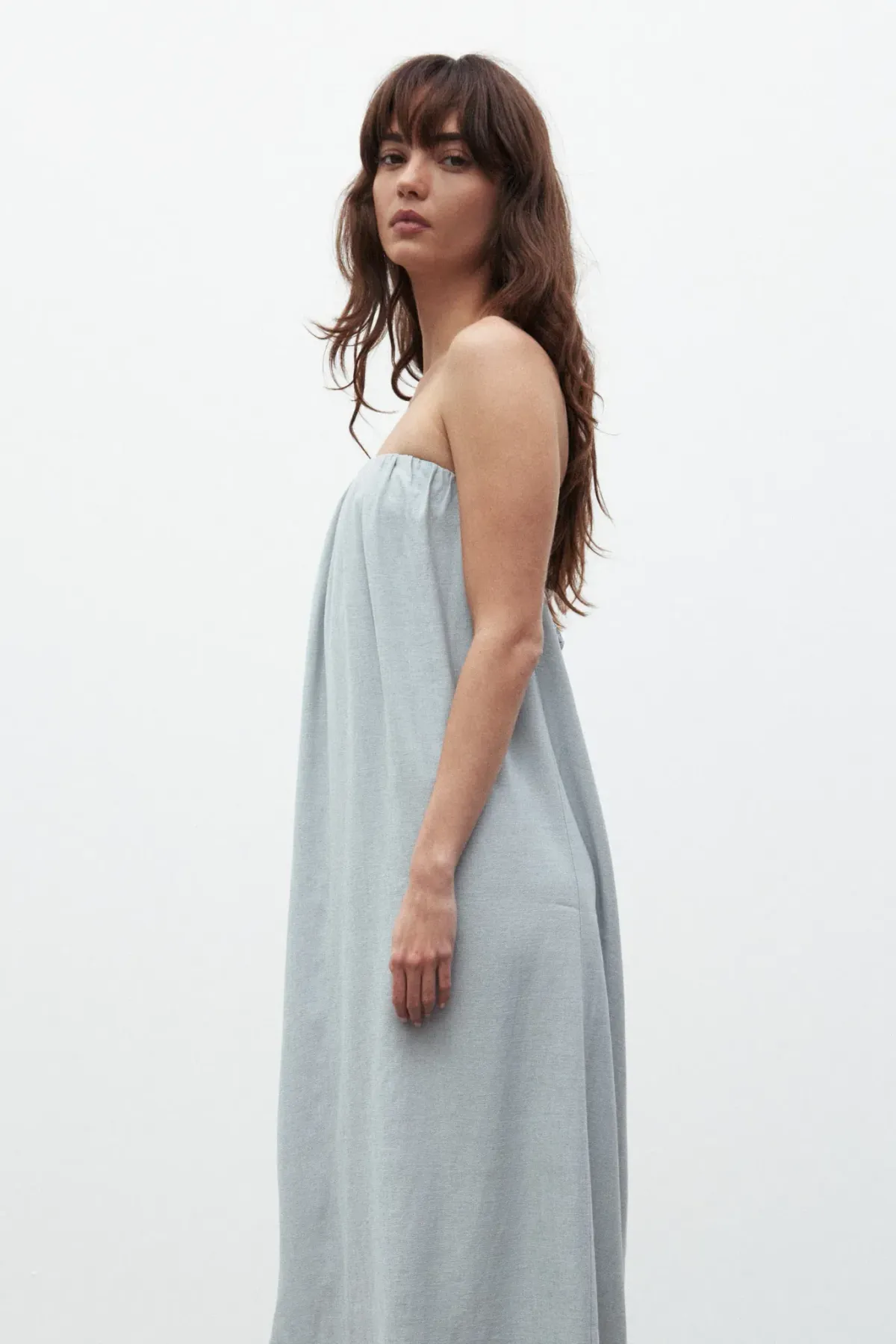 Bayse Zuri Linen Midi Dress Mist Blue Size 10 / M - Image 4