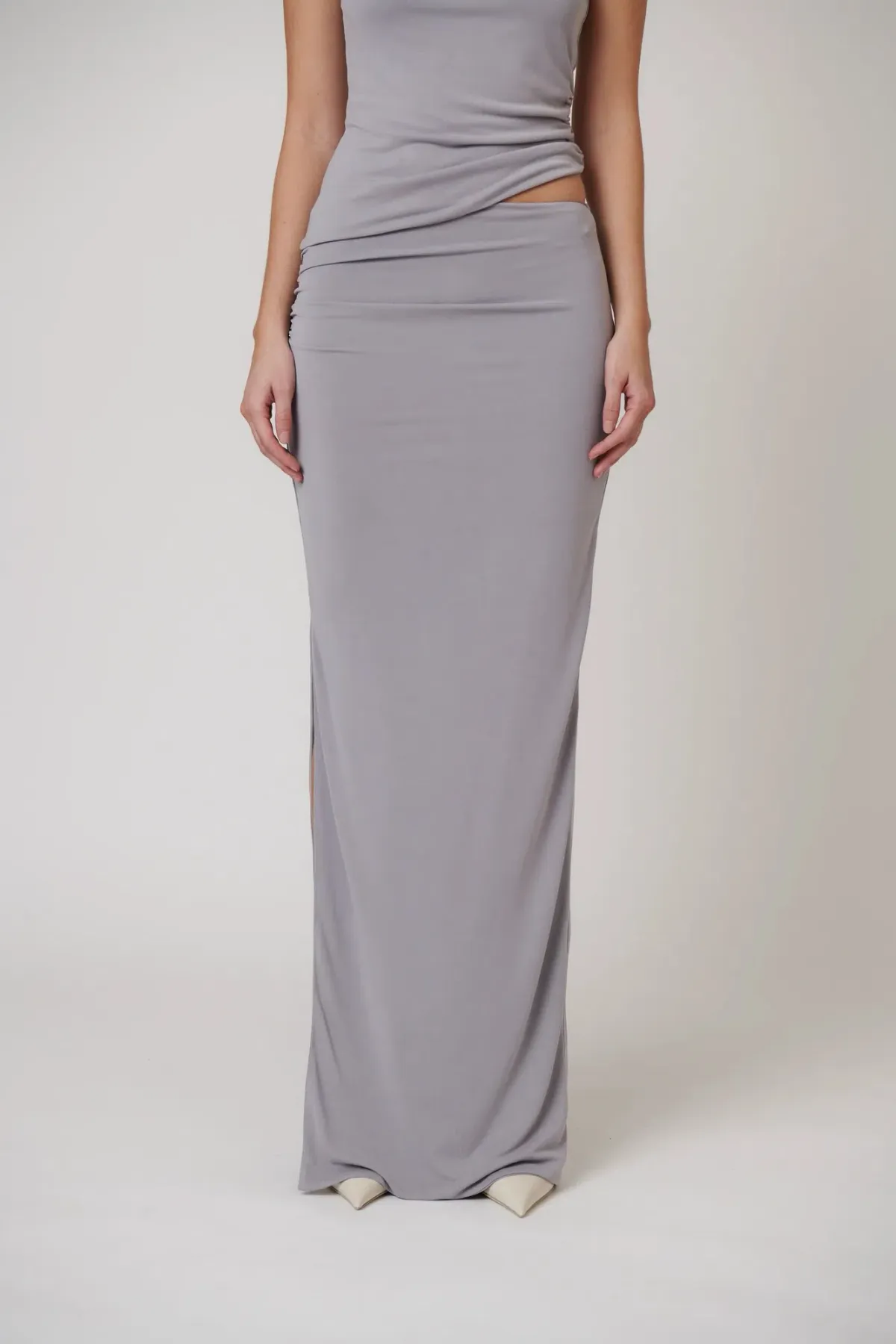 Bayse Maia Draped Maxi Skirt Blue Steel Size 8 / S — Races, Cocktail, Wedding Guest - Image 4