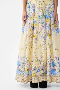 Camilla Darling Buds Corset Waist Maxi Skirt Yellow Floral Size 8 / XS — Races, Wedding Guest, Cocktail for rent on The Volte - image 3
