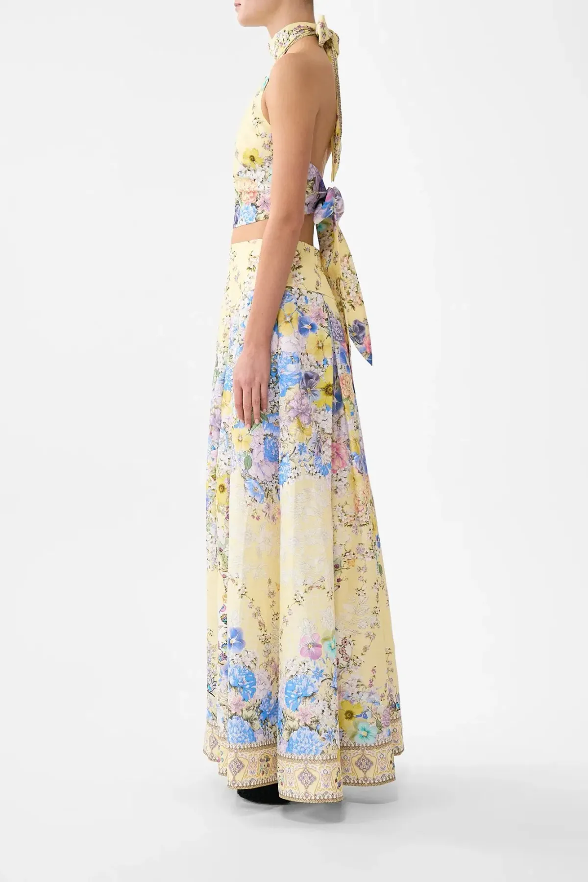 Camilla Darling Buds Corset Waist Maxi Skirt Yellow Floral Size 8 / XS — Races, Wedding Guest, Cocktail - Image 4