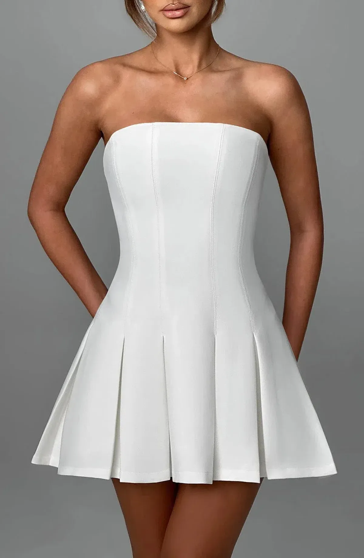 Babyboo Bryony Mini Dress Ivory Strapless Size 8 / S — Cocktail, Evening, Wedding Guest for rent on The Volte - main image
