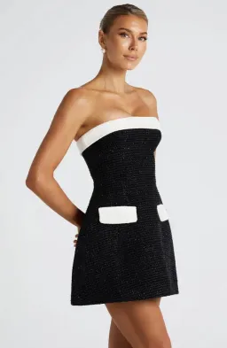 Babyboo Sabine Mini Dress Black/White Tweed Strapless Size 8 / S — Cocktail, Races, Wedding Guest for rent on The Volte - image 2