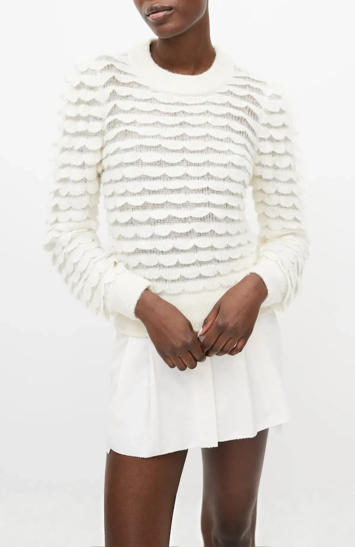 Zimmermann Dancer Scallop Sweater Cream Size AU 8 / 0 for rent on The Volte - main image