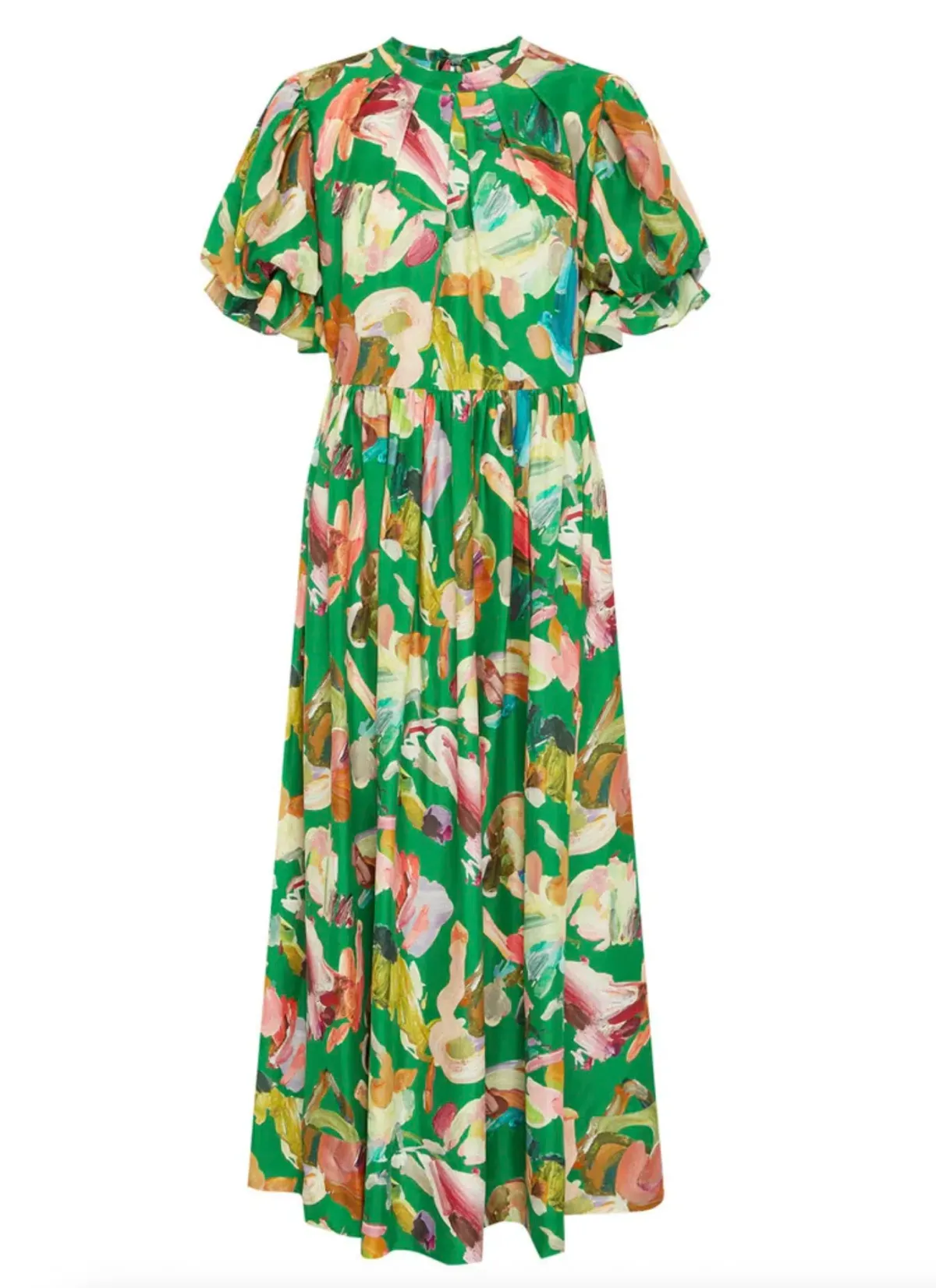 Alémais Arlo Puff Sleeve Midi Green Print Size 12 - Image 5