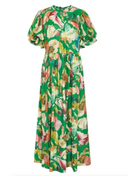 Alémais Arlo Puff Sleeve Midi Green Print Size 12 for rent on The Volte - image 5