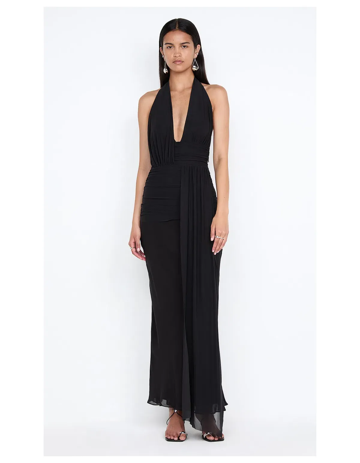 Bec and Bridge Cassis Drape Maxi Dress in Black Size 14 - Image 4