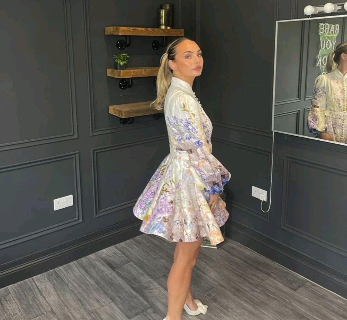 Zimmermann Rhythmic Buttoned Mini Dress in Floral Size 4 AU 16 - Image 3