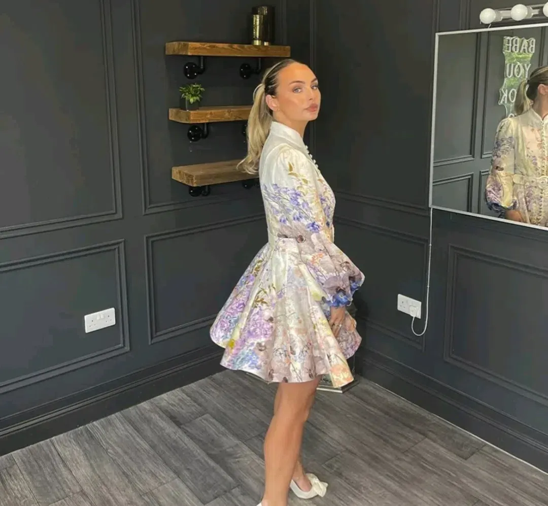 Zimmermann Rhythmic Buttoned Mini Dress in Floral Size 4 AU 16 for rent on The Volte - main image