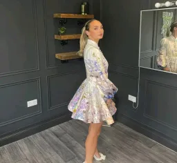 Zimmermann Rhythmic Buttoned Mini Dress in Floral Size 4 AU 16 for rent on The Volte - image 3