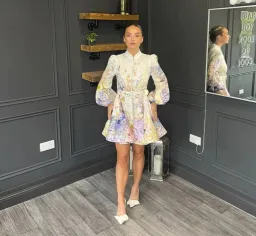 Zimmermann Rhythmic Buttoned Mini Dress in Floral Size 4 AU 16 for rent on The Volte - image 2